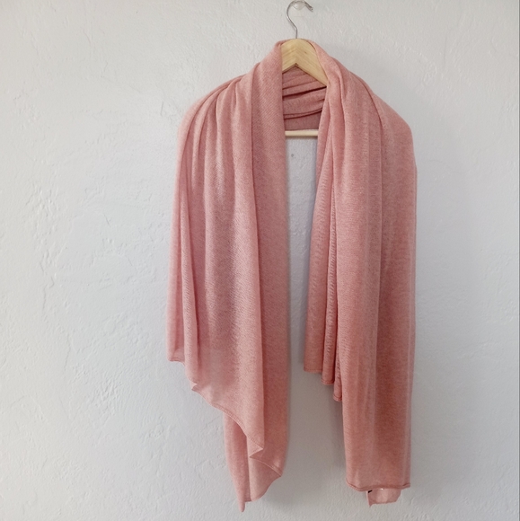 Halogen Blush Pink Cashmere Oversized Wrap Blanket Scarf - Picture 12 of 13